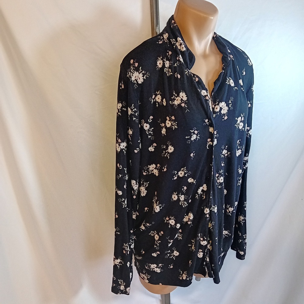 Déesse Lingerie Plus Size Button Down Sleep Top Floral Boho Cozy Loungewear 1X - Picture 2 of 16
